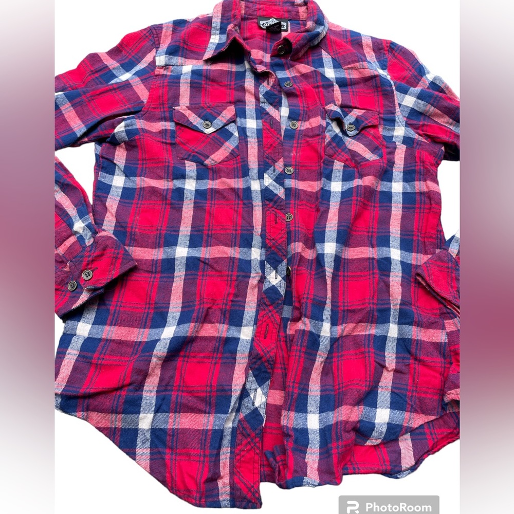 Women’s Fall Plaid Flannel Red/White/Blue USA Size Small - Picture 3 of 5